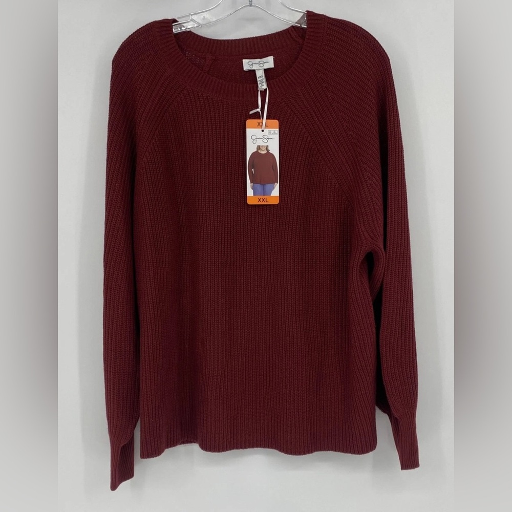 Jessica Simpson Maroon Ribbed Sweater XXL